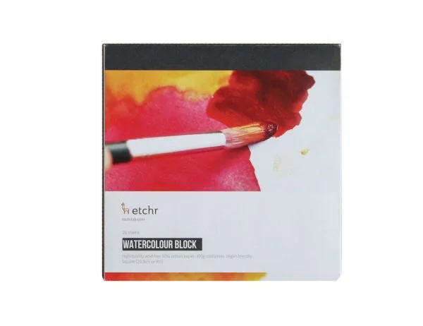 Etchr 8 inch square paper block, Cold pressed cotton paper block 8 inch