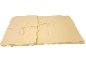 Cotton Rag Paper Beige Deckled Edge A4 Set Of 10 Sheet