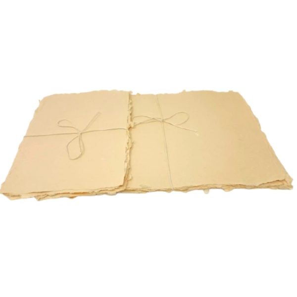 Cotton Rag Paper Beige Deckled Edge A4 Set Of 10 Sheet
