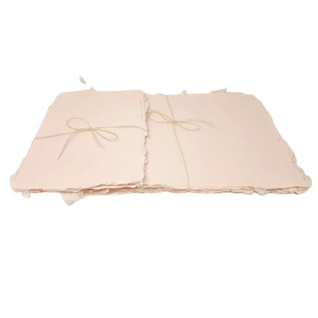 Bluecat Paper A5 Peach Cotton Rag Set - 10 Sheets, 220 GSM, Deckled Edge