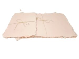 Bluecat Paper A5 Peach Cotton Rag Set - 10 Sheets, 220 GSM, Deckled Edge