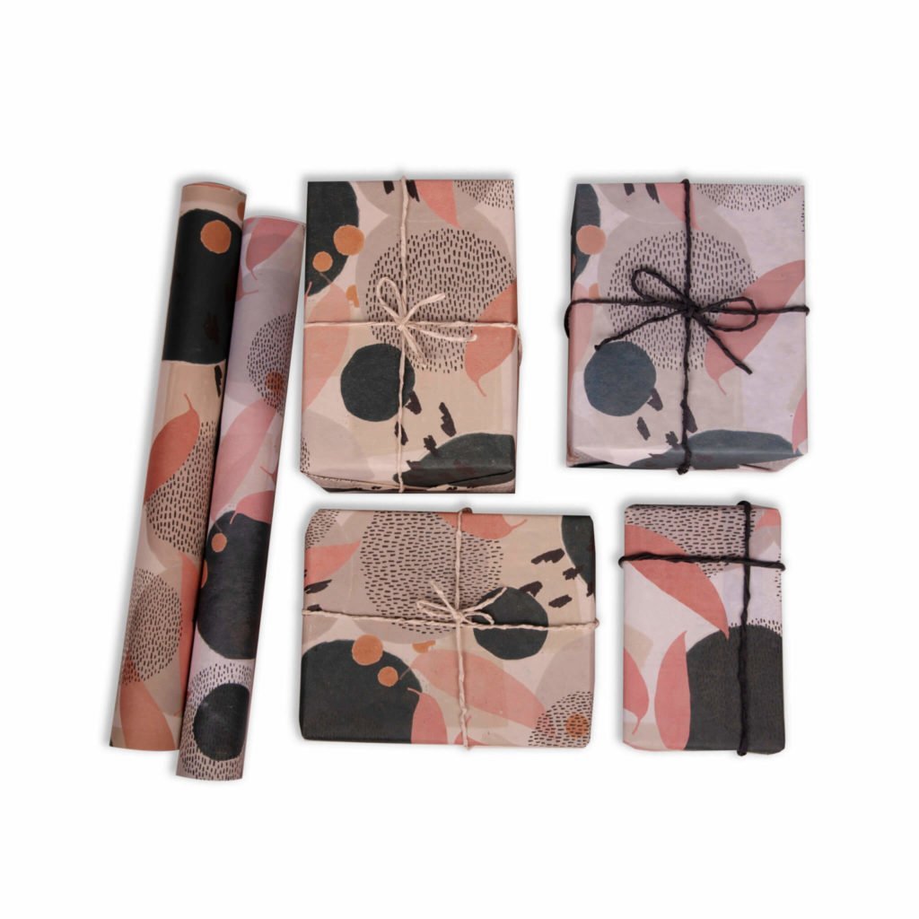Blue Cat Abstract Art Gift Wrapping Paper by Skriblbox