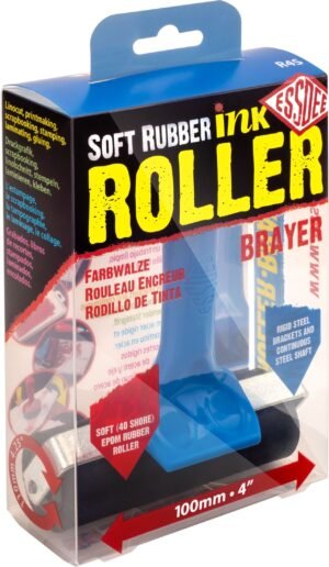 Soft Rubber Ink Roller/Brayer (100mm - Blue Handle)