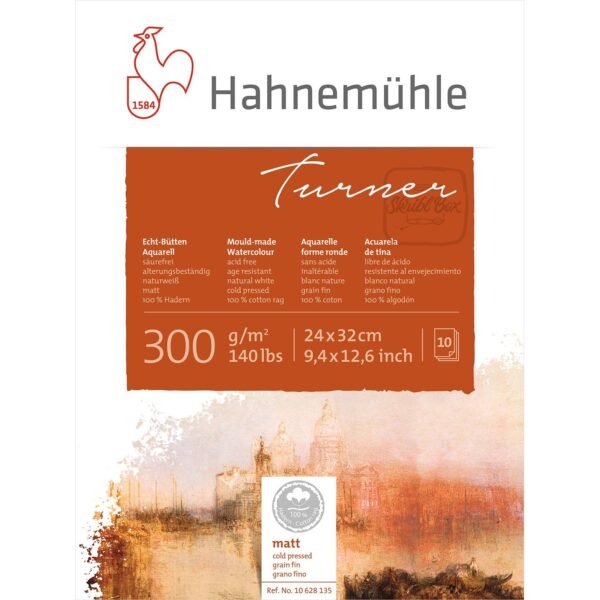 Turner - Mould-Made Watercolor Board 300 Gsm Matt, Cold Pressed, 24x32 Cm, 10 Sheets Block