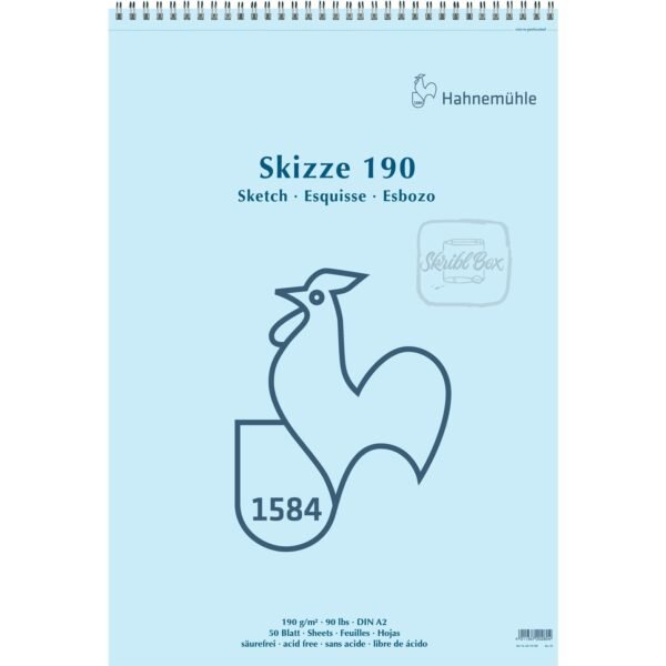 Sketch Pad 190 Gsm 50 Sheets A2 Sized Spiral Bound Pad - Hahnemühle