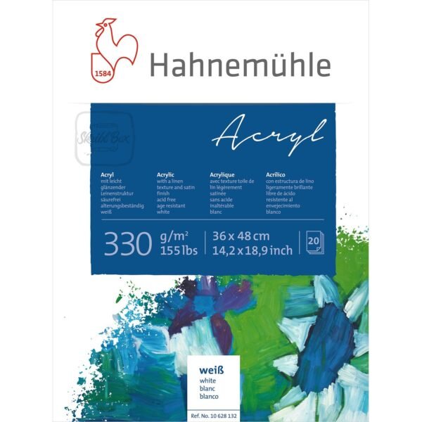 Acrylic Paint Board 330 Gsm, Linen Texture, Satin Finish, White Color, 36x48 Cm 50 Sheets Package - Hahnemühle