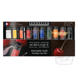 Sennelier Extra-Fine Acrylique (Artist Quality Acrylic) Set Of 10 X 21 Ml (0.7 Fl Oz) Tubes (Including 1 Tube FREE) - Sennelier