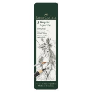Graphite Aquarelle Tin Of 5 Watersoluble Graphite Pencils (HB, 2B, 4B,6B, 8B)