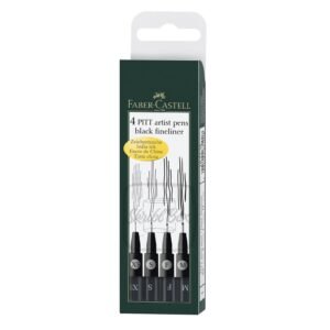 PITT Artist Pen Drawing Ink Black Wallet Of 4pc (XS,S,F,M Nibs) - Faber-Castell