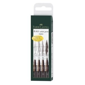 PITT Artist Pen Drawing Ink SEPIA Wallet Of 4pc (S,F,M,B Nibs)- Faber-Castell