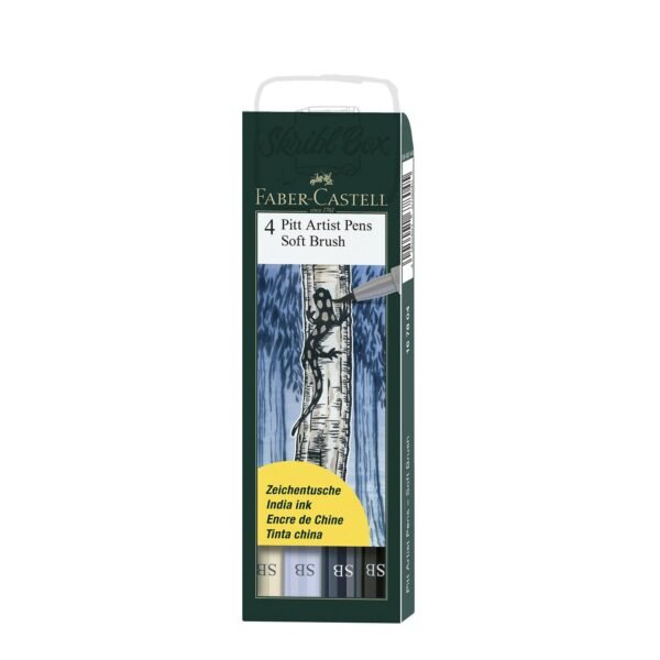 India Ink PITT Artist Pen SB 4x Indigos & Grey Tones - Faber-Castell