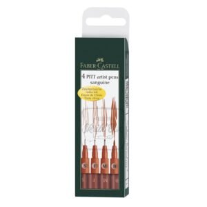 PITT Artist Pen Drawing Ink SANGUINE Wallet Of 4pc (S,F,M,B Nibs) Faber-Castell