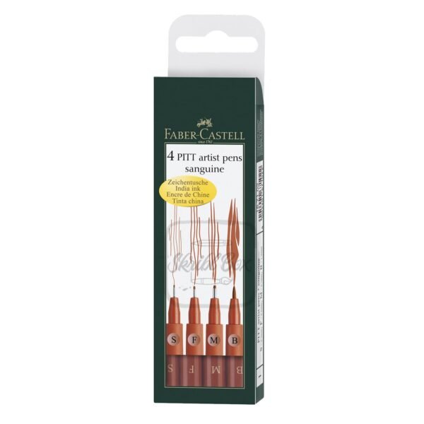 PITT Artist Pen Drawing Ink SANGUINE Wallet Of 4pc (S,F,M,B Nibs) Faber-Castell