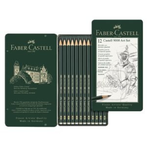 Graphite Pencil Castell 9000 ART Set Tin Of 12 (8B, 7B, 6B, 5B,4B, 3B, 2B, B, HB, F, H, 2H) Faber-Castell