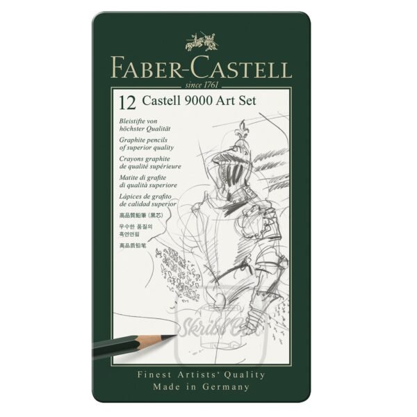 Graphite Pencil Castell 9000 ART Set Tin Of 12 (8B, 7B, 6B, 5B,4B, 3B, 2B, B, HB, F, H, 2H) Faber-Castell - Image 3