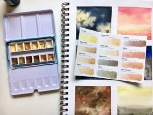 Etchr Pearlescent Watercolours: Versatile Or Golden 12 Half Pan Set