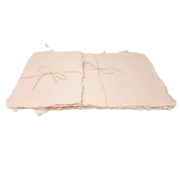 A4 Peach Cotton Rag Paper Deckled Edge Set Of 10 Sheets - 220 GSM - BLUECAT PAPER