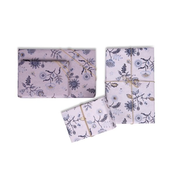 Designer Gift Wrap – Blue Floral Design – Navy Blue And Sky Blue Flower Prints - BLUECAT PAPER - Image 4